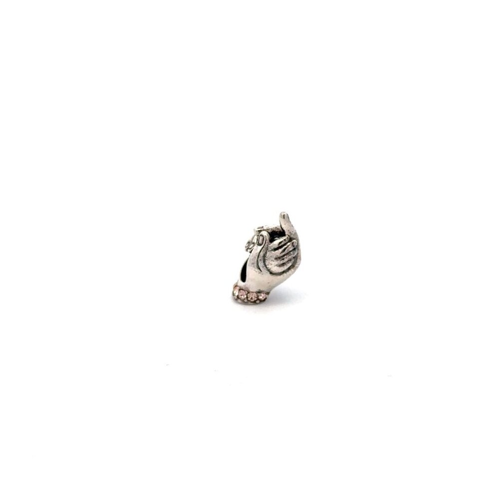 925 Sterling Silver Charm Bead Hands Oxidized For Charm Bracelet Necklace - Picture 7 of 9